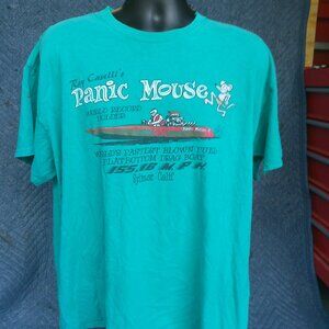 NEVER WORN VINTAGE  NEW DRAG BOAT RACING T SHIRT, BLOWN FUEL FLAT "PANIC MOUSE"